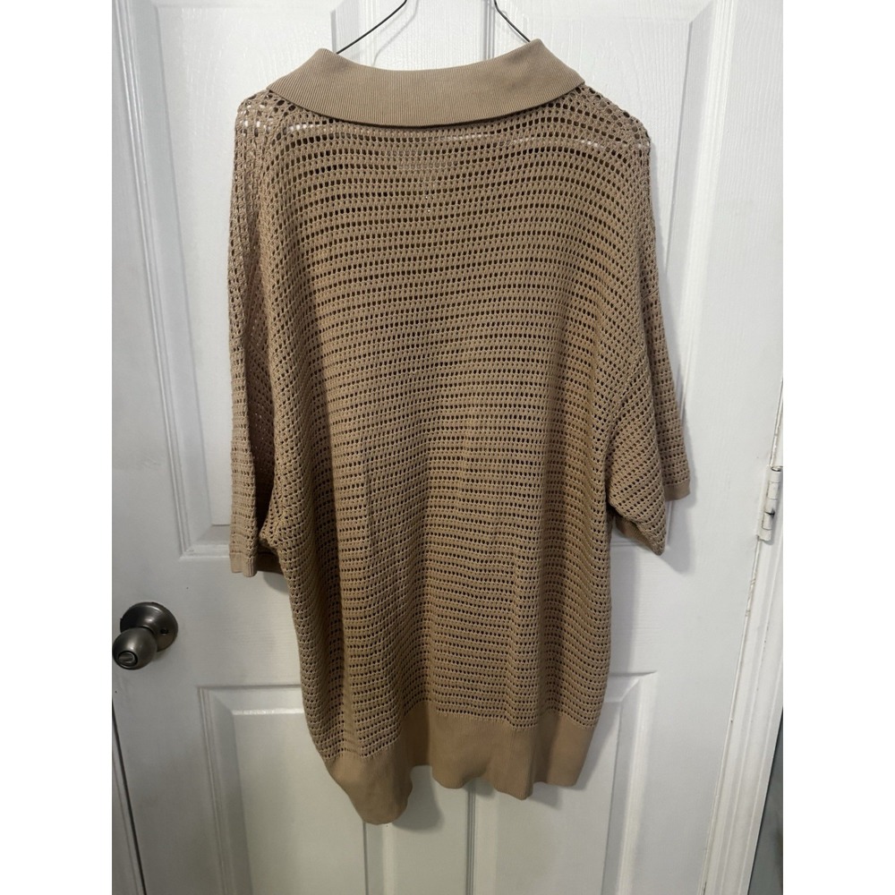 Varley Clayton Cotton Mesh Knit Polo Sweater Oversized Quarter Zip Size XL - Picture 9 of 10